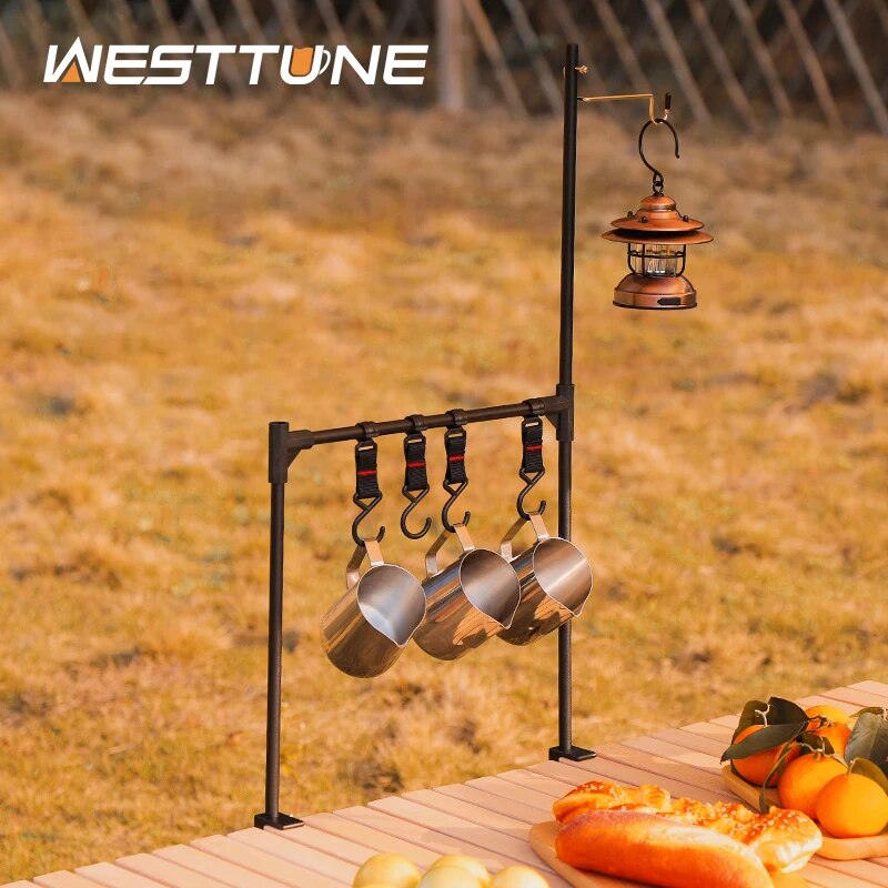 Camping Outdoor Cooking Table - WESTTUNE Outdoor Desktop Storage Rack stoviglie