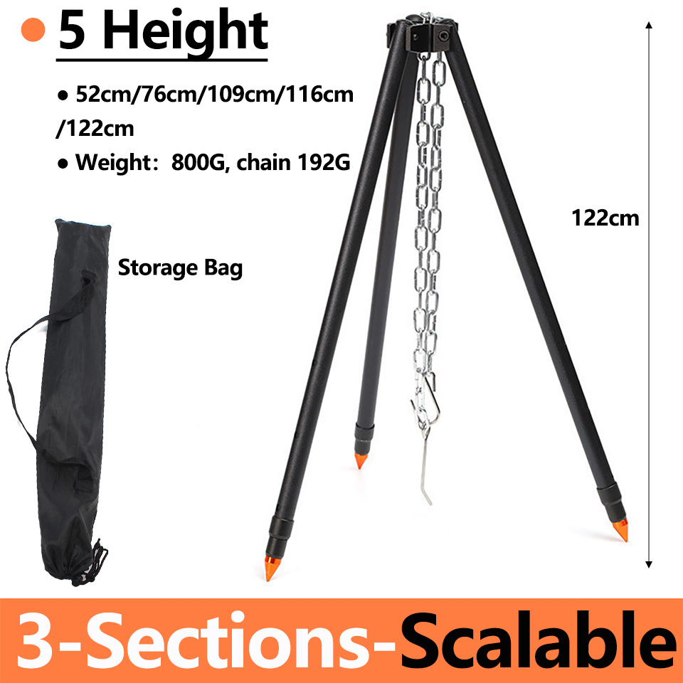 Camping Cooking Pot Tripod - Treppiede da Campeggio per Sosporre Pentole,