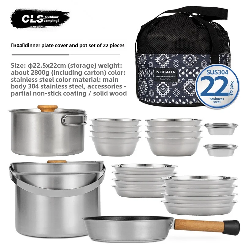 Camping Cooking Utensil Set - NOBANA&CLS Set di Pentole da Campeggio