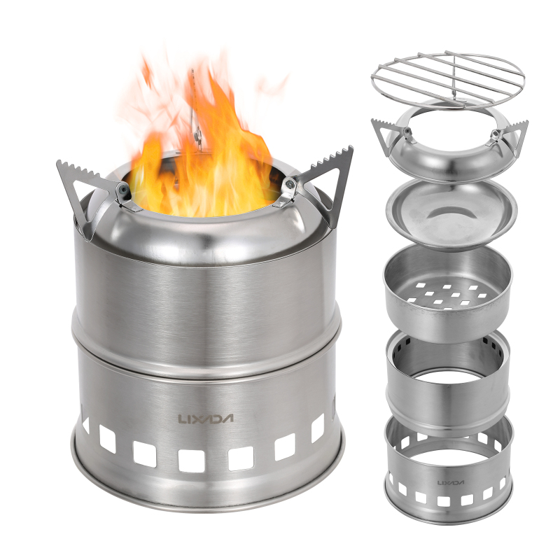 Camping Cooking Windshield - Lixada stufa a legna in acciaio