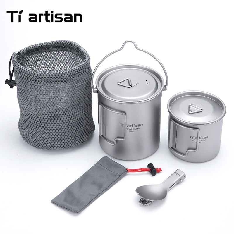 Camping Cooking Bundle - Set di Pentole Ultraleggere in Titanio