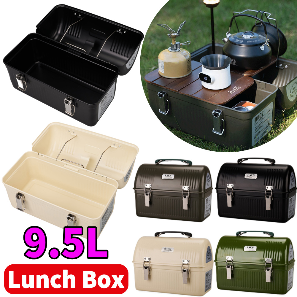 Camping Cooking Box - Portapranzo in metallo vintage da 9,5