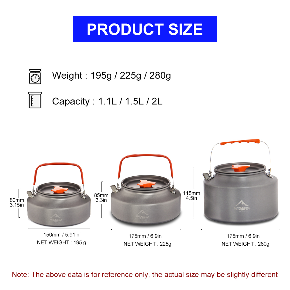 Widesea 1.1L 2 l1.5l bollitore - Camping Cooking Utensil Set recensione e prezzo