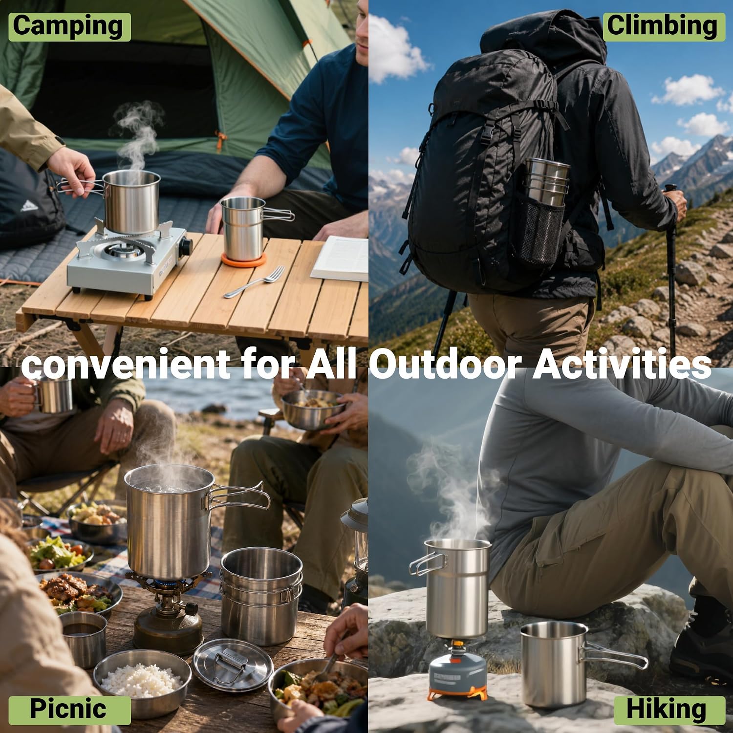 Tazze pieghevoli da campeggio, - Camping Cooking Utensil Set recensione e prezzo