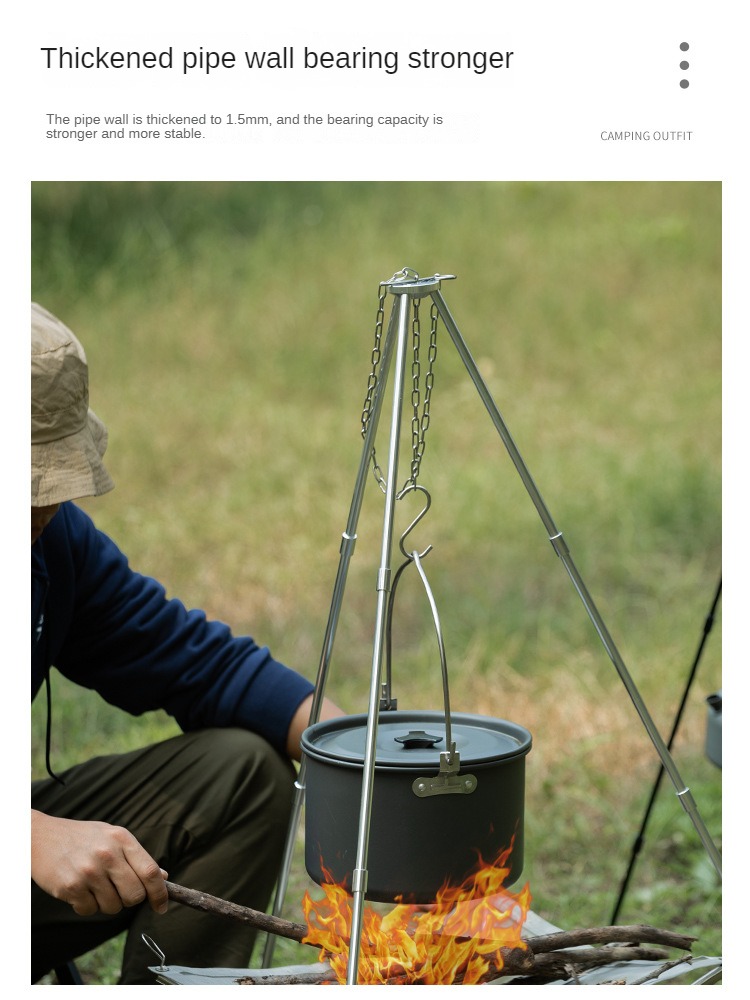 Campeggio falò treppiede suppo - Camping Cooking Pot Tripod recensione e prezzo